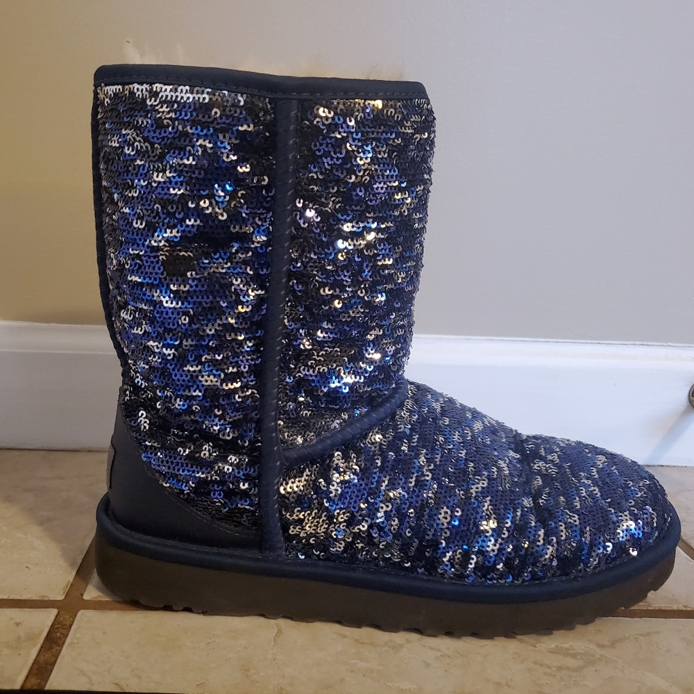 Blue/Silver Sequin Boots